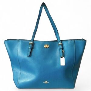 Vintage Coach Peacock Blue Turnlock Tote Bag
